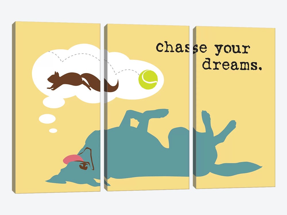 Chase Dreams by Dog is Good and Cat is Good 3-piece Canvas Art