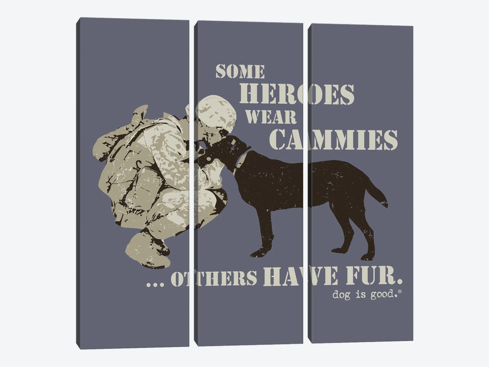 Some Heroes Wear Cammies by Dog is Good and Cat is Good 3-piece Canvas Artwork