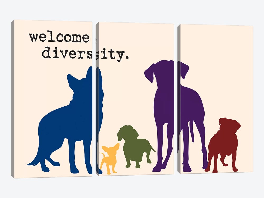 Diversity by Dog is Good and Cat is Good 3-piece Canvas Art