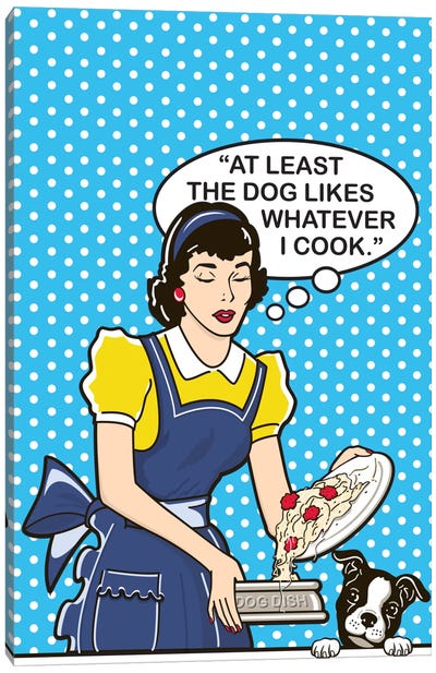 Dog Likes Cook Canvas Art Print - Pasta