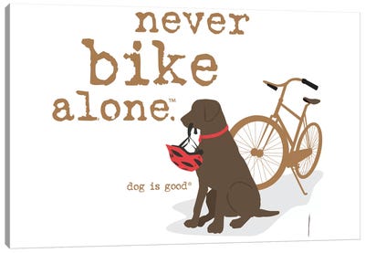 Never Bike Alone Canvas Art Print - Dog is Good and Cat is Good
