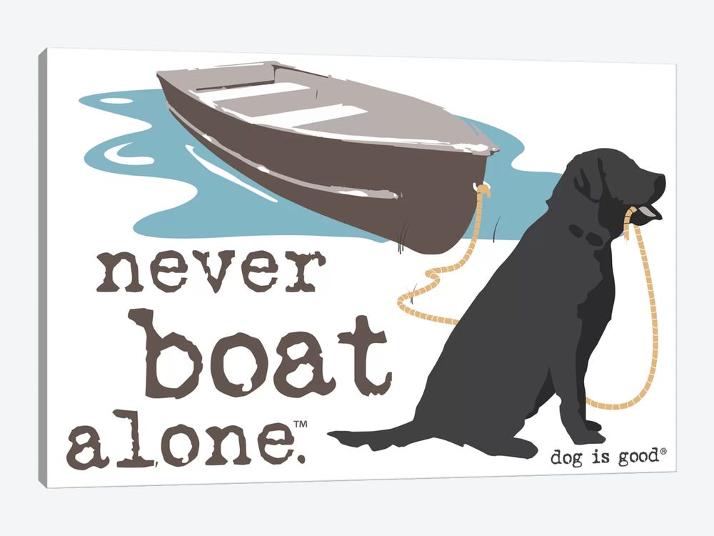 Never Boat Alone II by Dog is Good and Cat is Good 1-piece Canvas Artwork