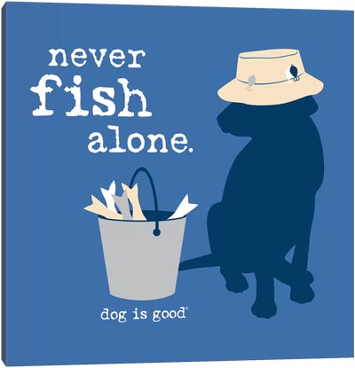 Never Fish Alone Canvas Art Print - Labrador Retriever Art