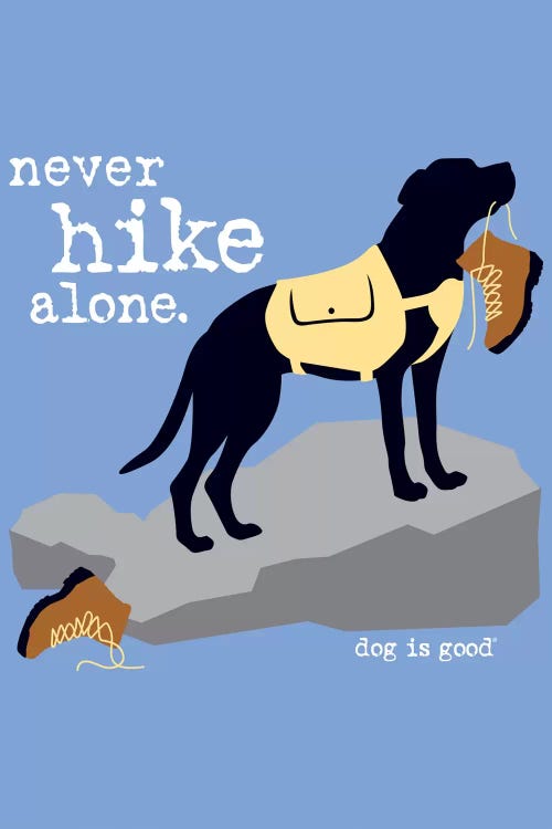 Never Hike Alone by Dog is Good and Cat is Good wall art