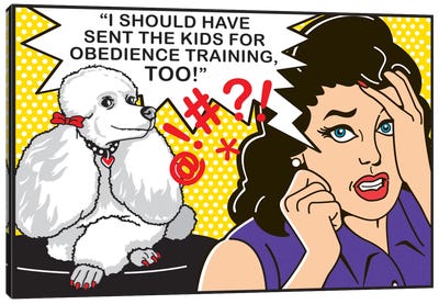 Obedience Training Canvas Art Print - Poodle Art