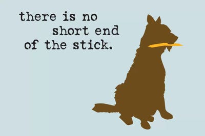 Short End Of The Stick by Dog is Good and Cat is Good framed canvas print