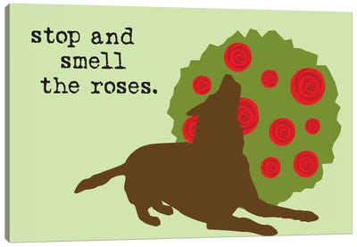 Smell The Roses Canvas Art Print - Dog is Good and Cat is Good