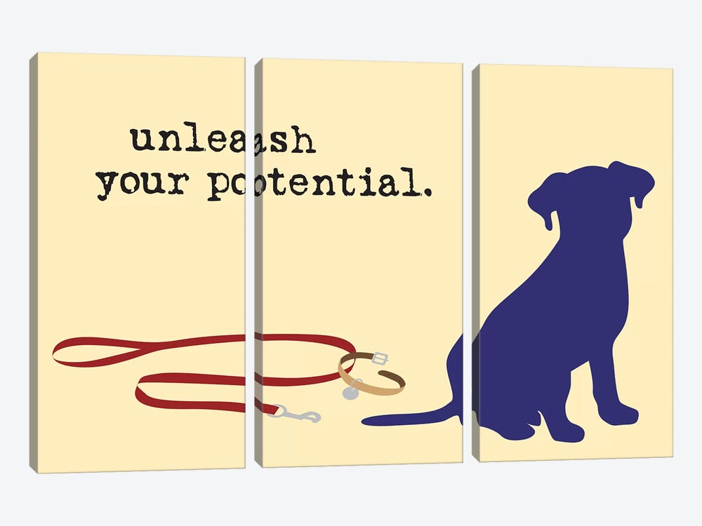 Unleash Your Potential by Dog is Good and Cat is Good 3-piece Canvas Artwork