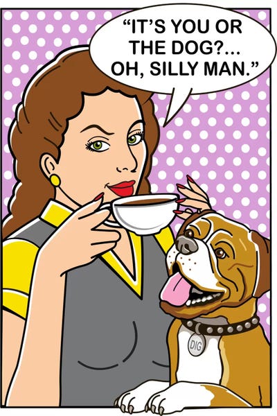 You Or The Dog by Dog is Good and Cat is Good framed canvas print