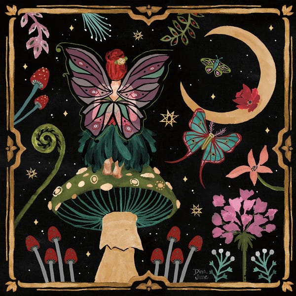 Mushrooms: Garden Of Wonder II Dark by Dina June