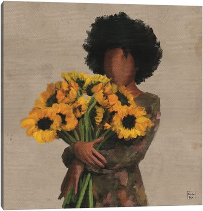 Bouquet Of Happiness Canvas Art Print - #BlackGirlMagic