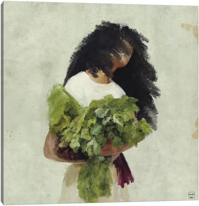 Bouquet Of Greens Canvas Art Print - Floral Portrait Art