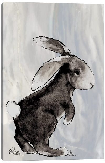 Bunny on Marble II Canvas Art Print - Baby Animal Art