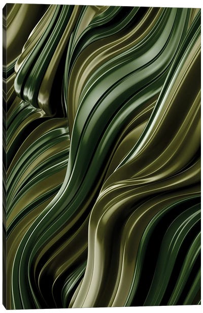 Green Wave, Vertical Canvas Art Print - Martini Olive