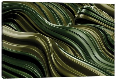 Green Wave, Horizontal Canvas Art Print - Martini Olive