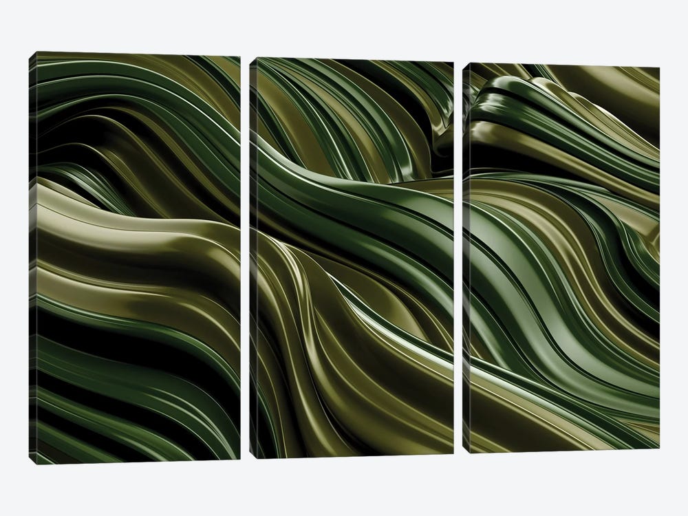 Green Wave, Horizontal by Danny Ivan 3-piece Canvas Wall Art