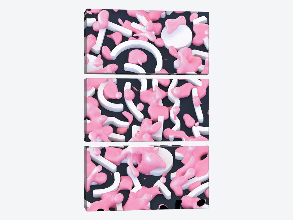 Pink Bubble Pattern by Danny Ivan 3-piece Canvas Wall Art