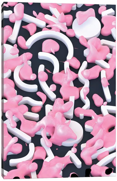 Pink Bubble Pattern Canvas Art Print - Black & Pink Art