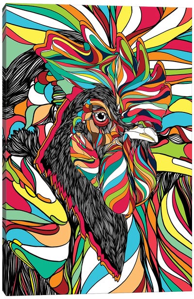 Tropical Cock Canvas Art Print - Psychedelic & Trippy Art