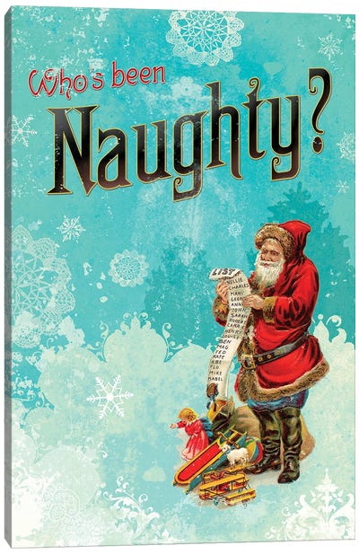 Colorful Christmas VI - Naughty Canvas Art Print - Santa Claus Art