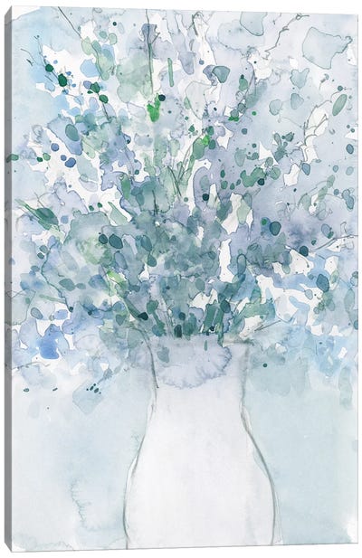 Powder Blue Arrangement In Vase I Canvas Art Print - Samuel Dixon