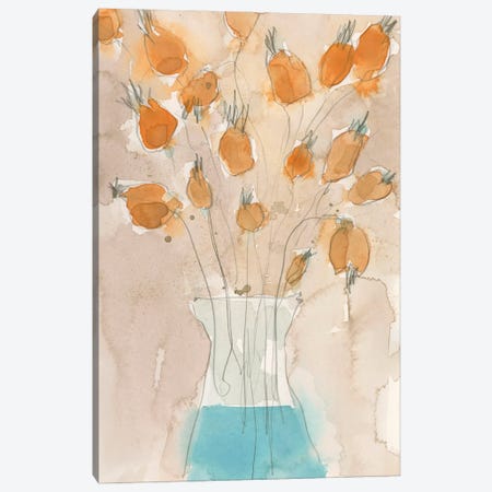 Poppy Vase I Canvas Print #DIX193} by Samuel Dixon Canvas Artwork