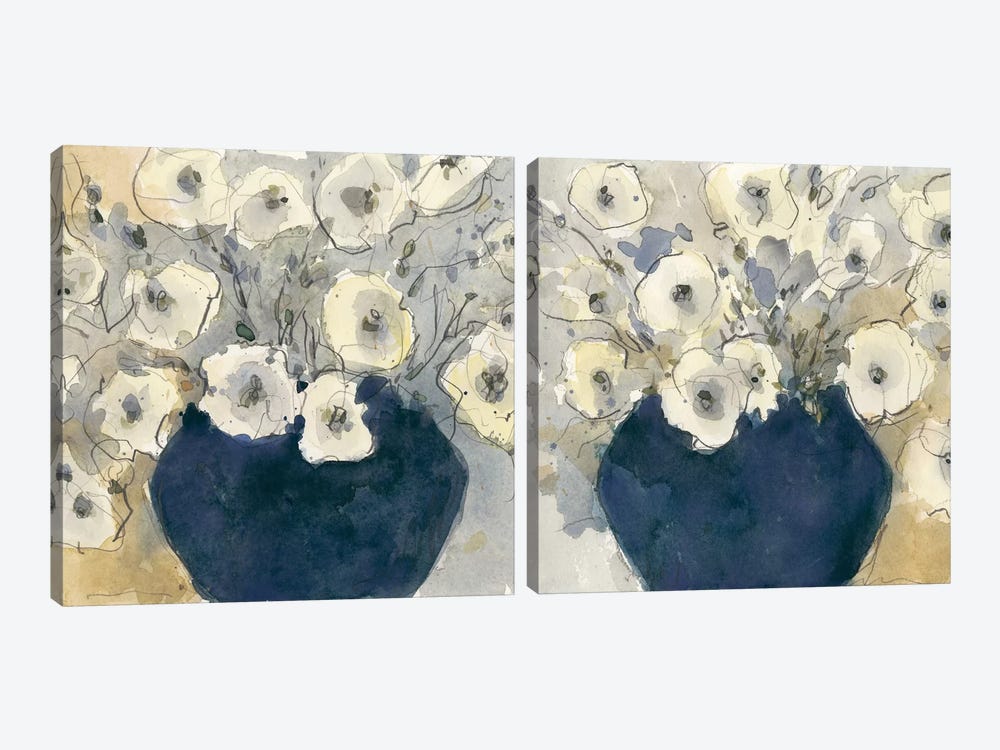 White Blossom Study Diptych by Samuel Dixon 2-piece Canvas Art