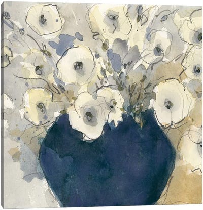 White Blossom Study II Canvas Art Print - Watercolor Flowers