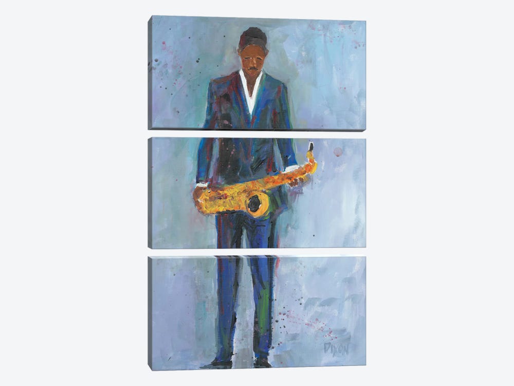 Sax In A Blue Suit by Samuel Dixon 3-piece Canvas Wall Art