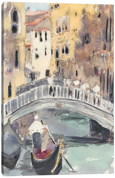 Along the Venice Canal Canvas Art Print - Urban River, Lake & Waterfront Art