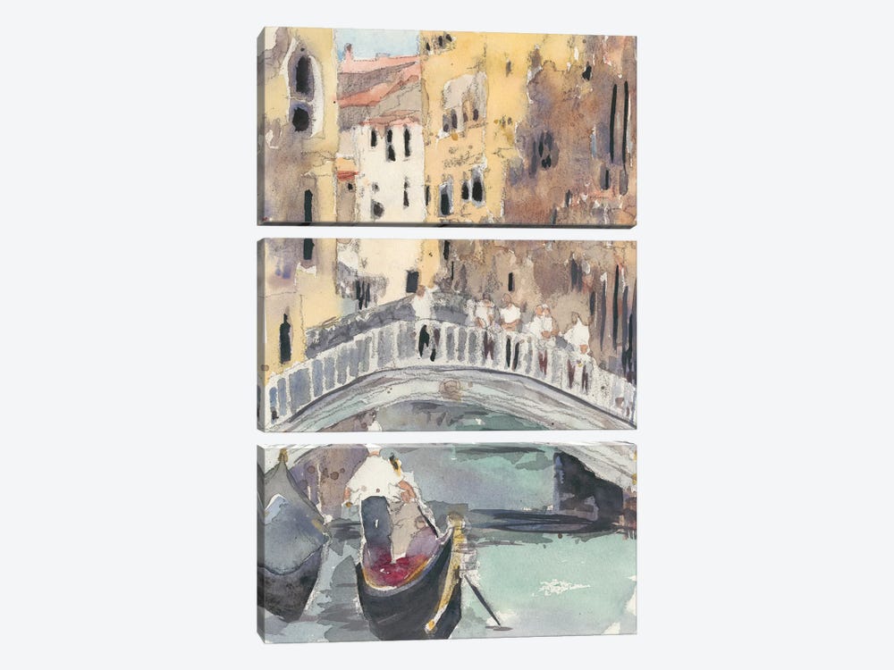 Along the Venice Canal by Samuel Dixon 3-piece Canvas Wall Art