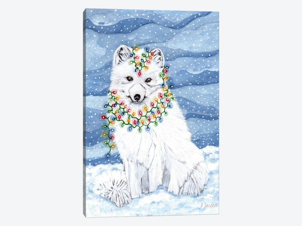 Christmas Lights Arctic Fox by Dawn Jackson 1-piece Canvas Print