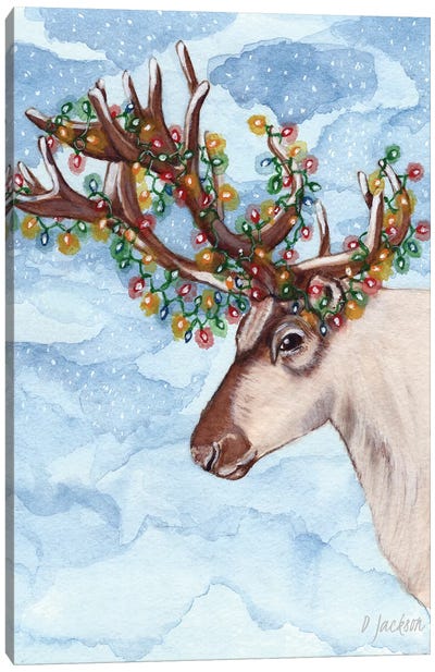 Christmas Lights Reindeer Canvas Art Print - Dawn Jackson