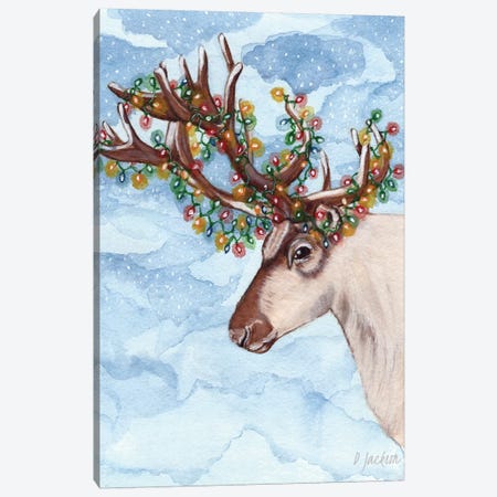 Christmas Lights Reindeer Canvas Print #DJA13} by Dawn Jackson Canvas Print