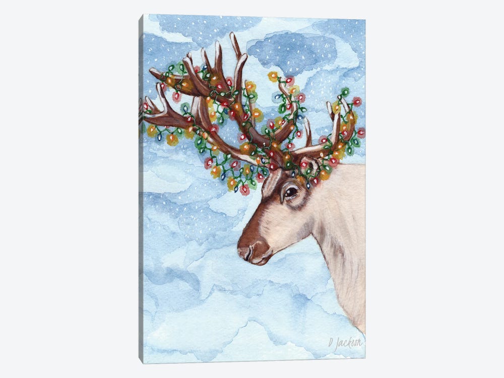 Christmas Lights Reindeer by Dawn Jackson 1-piece Canvas Print