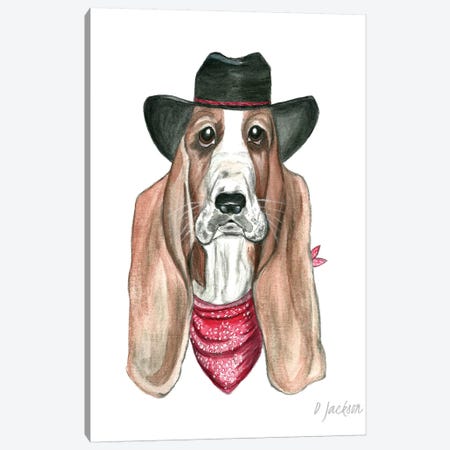 Cowboy Basset Hound Canvas Print #DJA14} by Dawn Jackson Canvas Art
