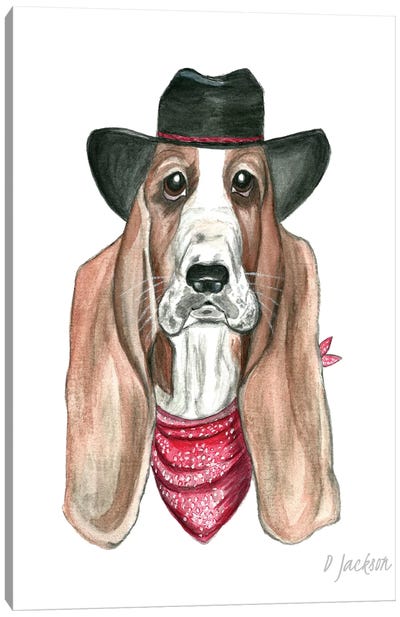 Cowboy Basset Hound Canvas Art Print - Dawn Jackson