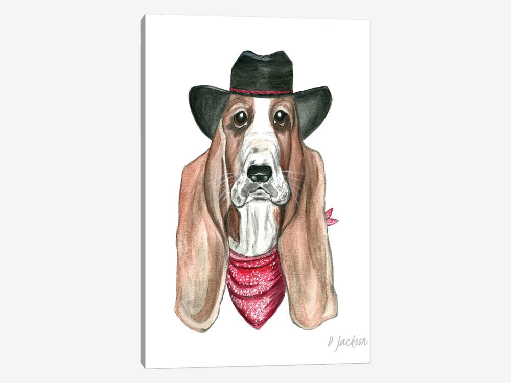 Cowboy Basset Hound by Dawn Jackson 1-piece Canvas Wall Art