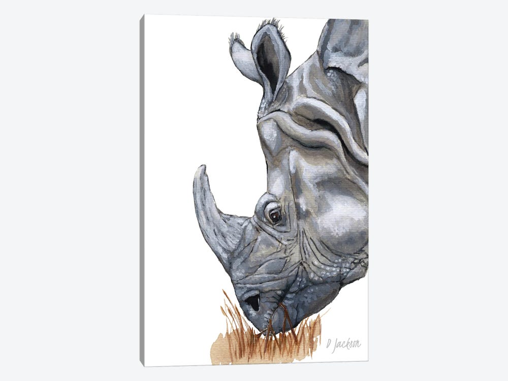 Greater One Horned Rhino by Dawn Jackson 1-piece Canvas Artwork