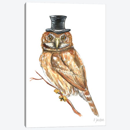 Owl In Top Hat Canvas Print #DJA18} by Dawn Jackson Canvas Print