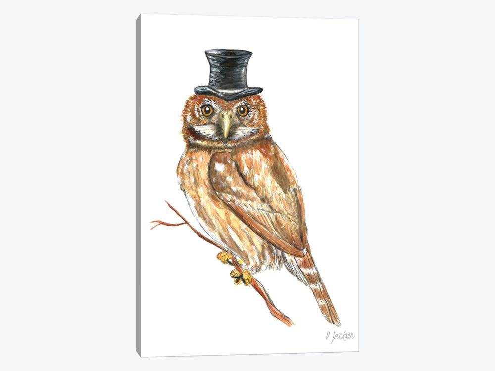 Owl In Top Hat by Dawn Jackson 1-piece Canvas Artwork