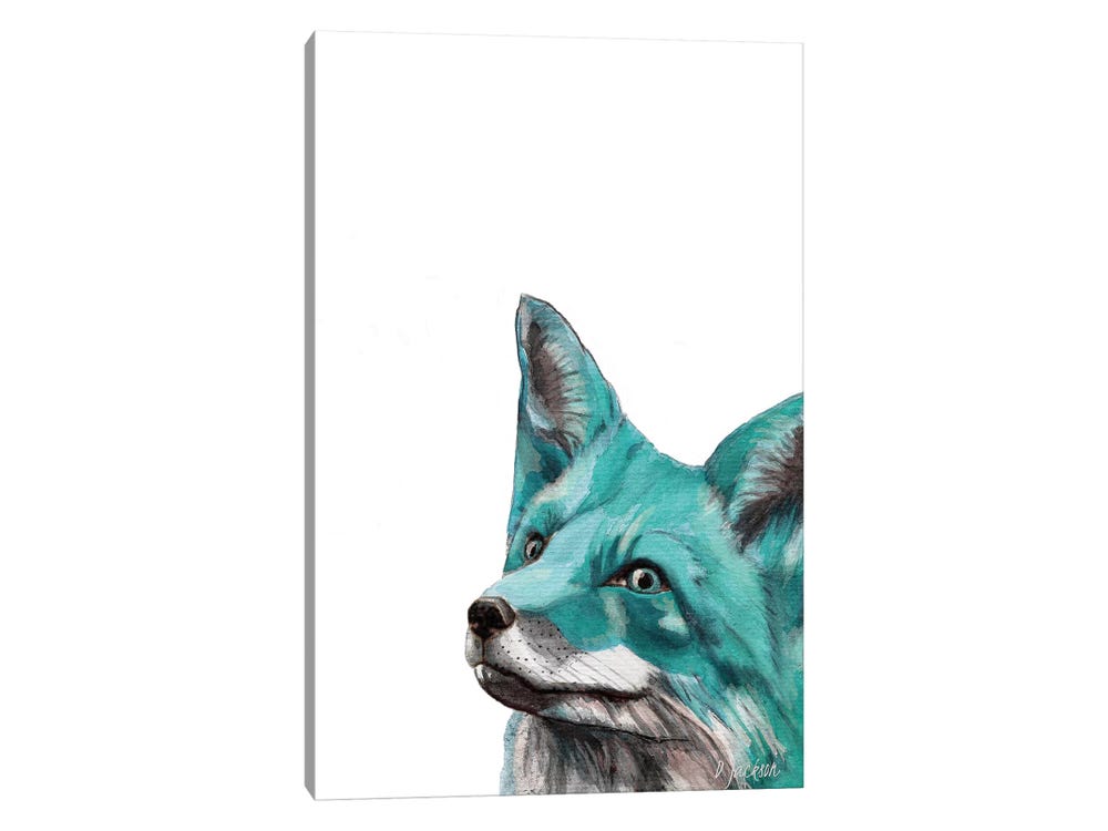 Aqua Blue Fox Canvas Art Print by Dawn Jackson