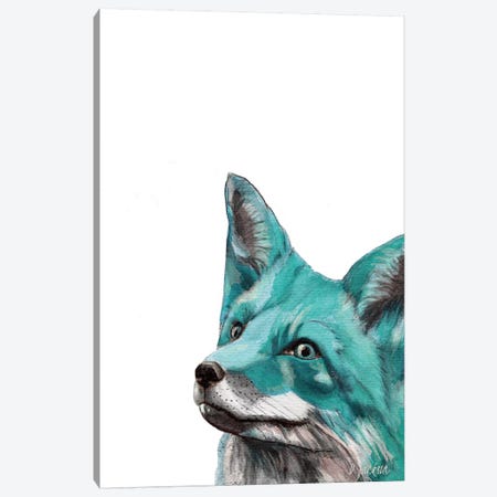 Aqua Blue Fox Canvas Print #DJA2} by Dawn Jackson Canvas Print