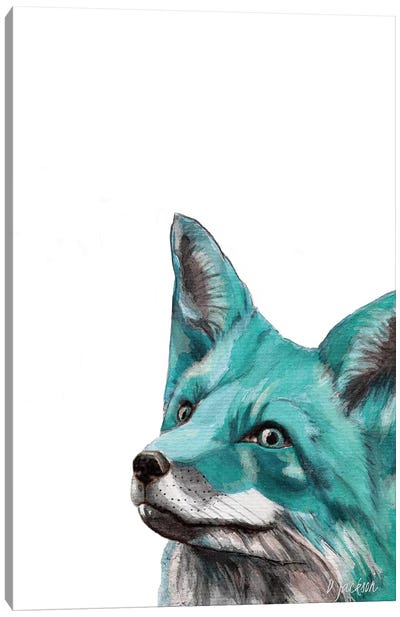 Aqua Blue Fox Canvas Art Print - Dawn Jackson