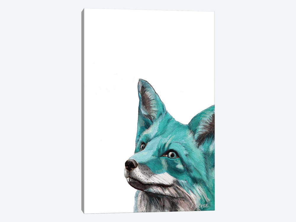 Aqua Blue Fox by Dawn Jackson 1-piece Canvas Artwork