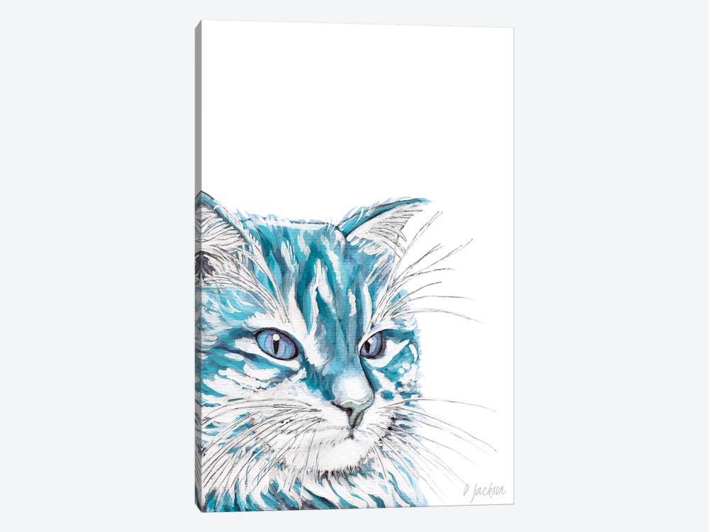 Aqua Blue Cat by Dawn Jackson 1-piece Canvas Art Print