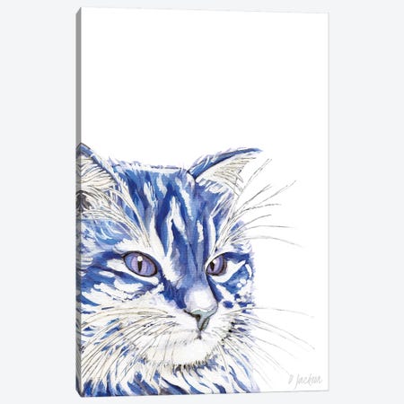 Blue Cat Canvas Print #DJA32} by Dawn Jackson Canvas Print
