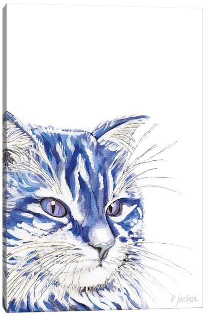 Blue Cat Canvas Art Print - Dawn Jackson