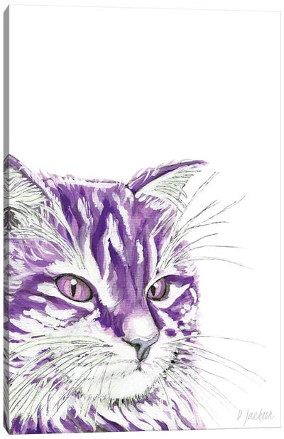 Purple Cat Canvas Art Print - Dawn Jackson