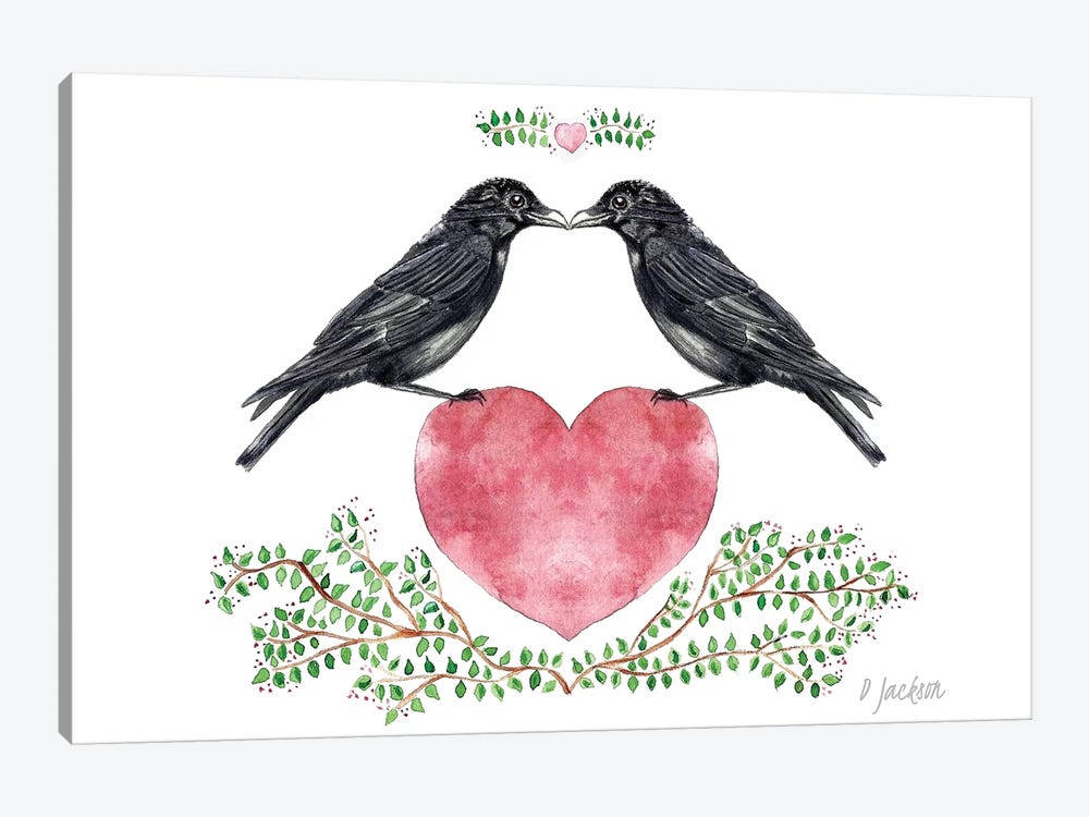 Crow Couple by Dawn Jackson 1-piece Canvas Print